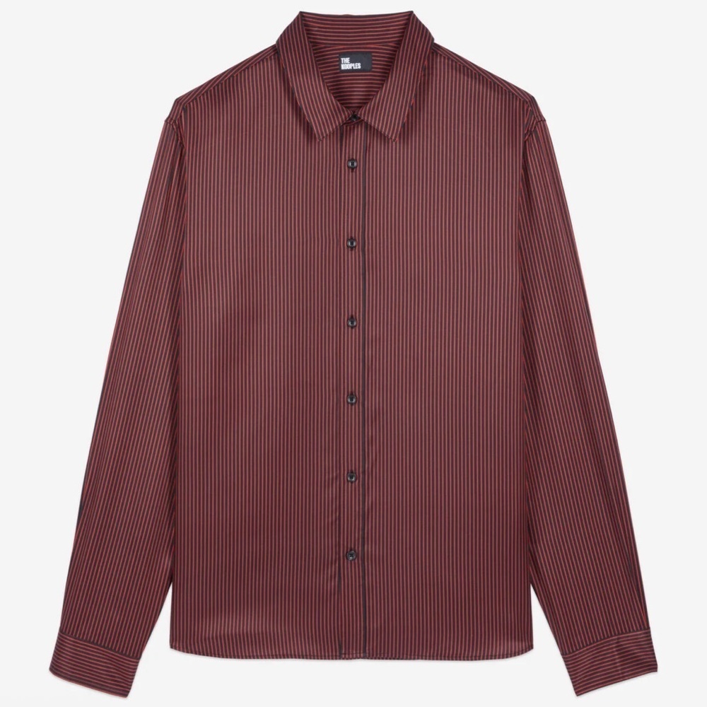 THE KOOPLES Striped Slim-Fit Silk-Blend Woven Shirt Sz M $147